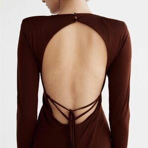 Zara Maxi Dress With Shoulder Pads, Open Back & Slit